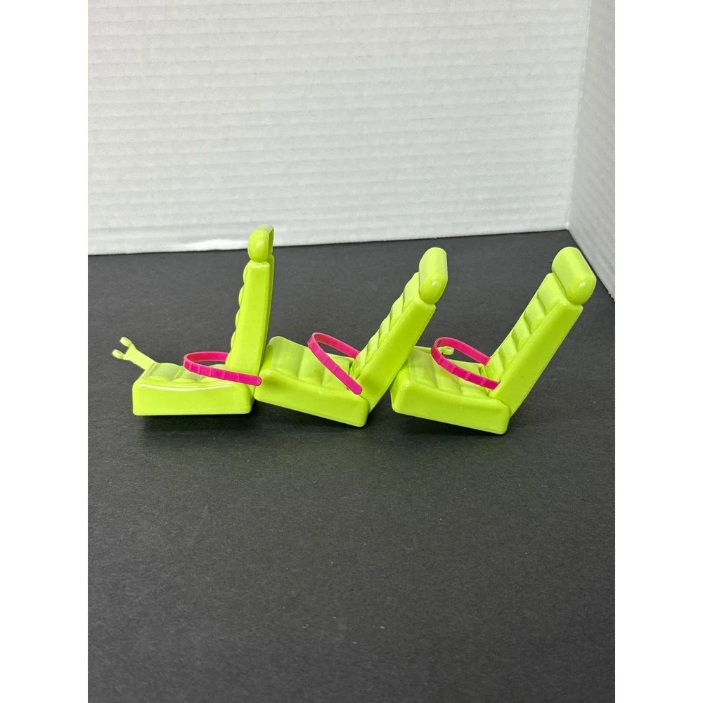 Vintage 1992 Mattel Polly Pocket Starlight Express Airplane Seats Lime Green 3pc
